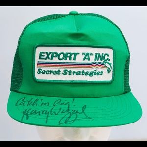 Vintage fishing hat Tobacco related Autographed